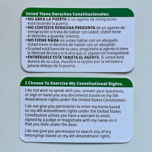 Immigration Know Your Rights Cards / Tarjetas De Conozca Sus Derechos ...