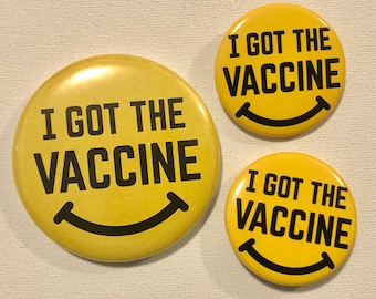 3 inch Vaccine Badge Pinback Buttons Big Dot of Happiness Proudly Vaccinated Set of 8