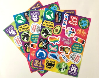Fun Leftist Progressive Political Sticker Pack with 25 Unique 2&quot; Stickers