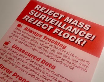 No Flock Anti ALPR Mass Surveillance Pamphlets