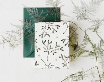 Christmas Card - Mistletoe Branches Pattern