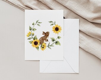 Sunflower Crown - Greeting Card - Floral Illustration - Party Card - Greeting Card - Stationery