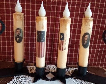 Americana Themed Timer Taper Candle