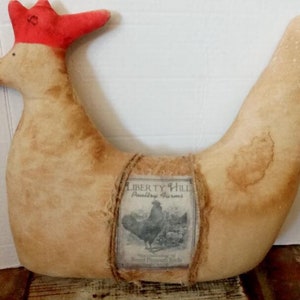 Chicken Shelf Sitter, Large Cloth Chicken Decor, Farm Animal Primitive Farmhouse Decor