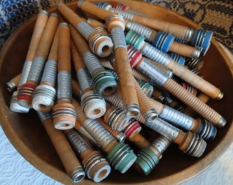 Vintage Wood Bobbin, Sewing Room Decor, or Craft Supply, Sold Individually