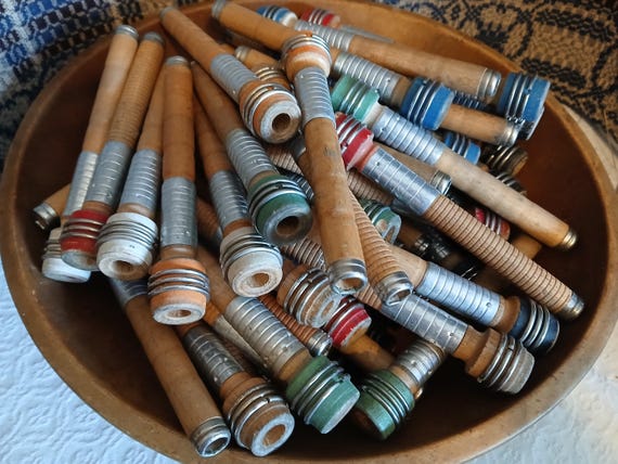 Vintage Wood Bobbin, Sewing Room Decor, or Craft Supply, Sold Individually