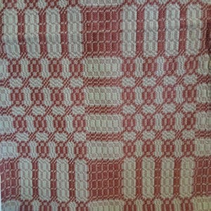 Queen Bedspread Coverlet Red and Tan Blanket