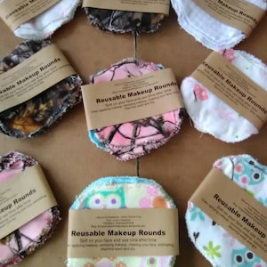 10 reusable cloth makeup remover flannel round face wipes, cotton rounds, makeup remover wipes, grab bag prints, eco-friendly, washable