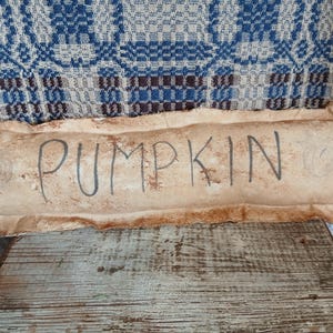 Pumpkin Pillow, Primitive Grungy Pumpkin Fall-Thanksgiving Small Pillow Tuck