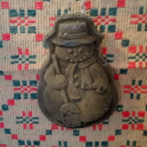 Blackened Beeswax Snowman Ornament