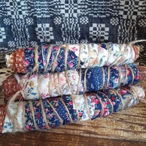 Dried Corn Cobs Wrapped in Vintage Quilt • Primitive Bowl Fillers • Rustic Farmhouse Fall Décor • Country Harvest Tiered Tray Ornaments