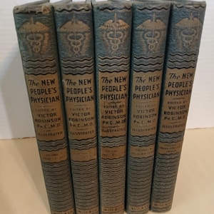 The New Peoples Physician 5 Book Set -  Vintage Hardback Book, Volume 1, 2, 3, 4, and 8 - Illustrated Health & Medical Reference