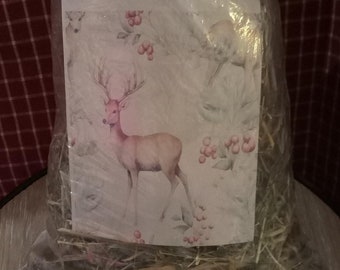 Primitive Reindeer Grass Bowl Filler Reindeer Label Winter Christmas Bowl Filler Grass