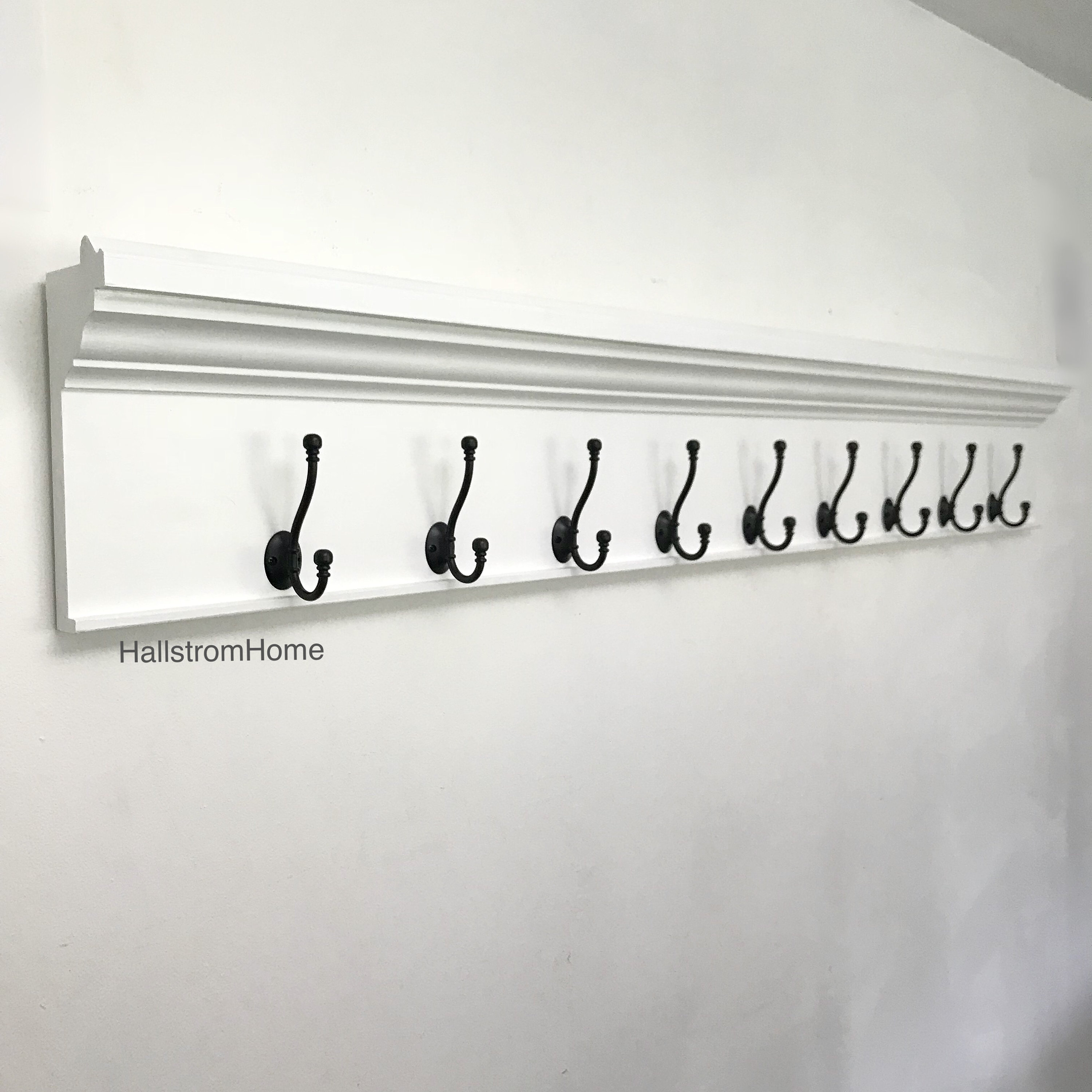 Extra Long Coat Rack Handmade Wood Shelf with Hooks Farmhouse Mudroom Wall Decor Organization Hooks Shabby Chic School Organizer