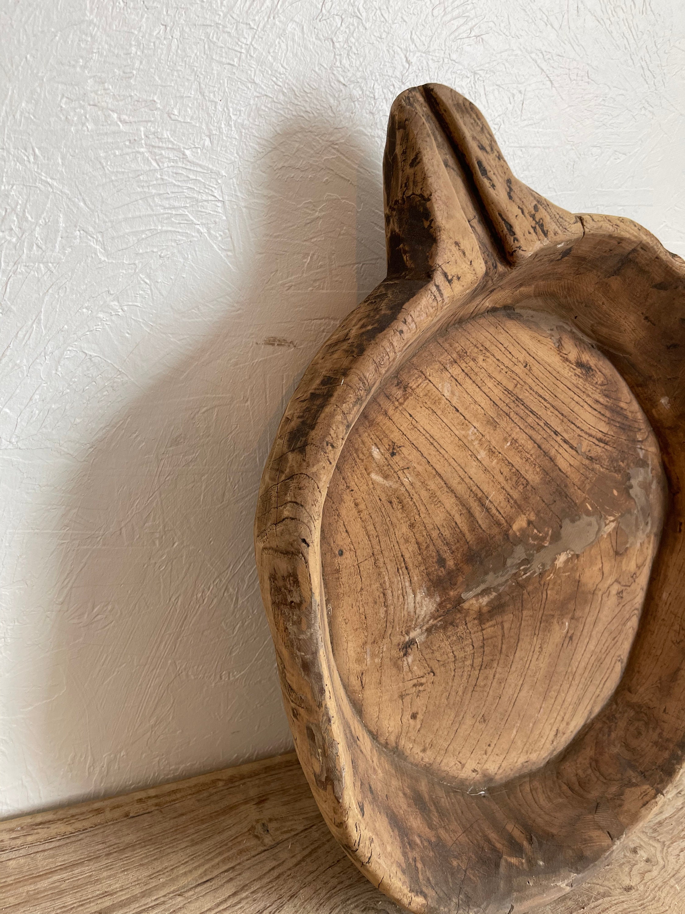 Antique Parat Wood Bowl Tray/ Rustic Farmhouse Serving Etsy