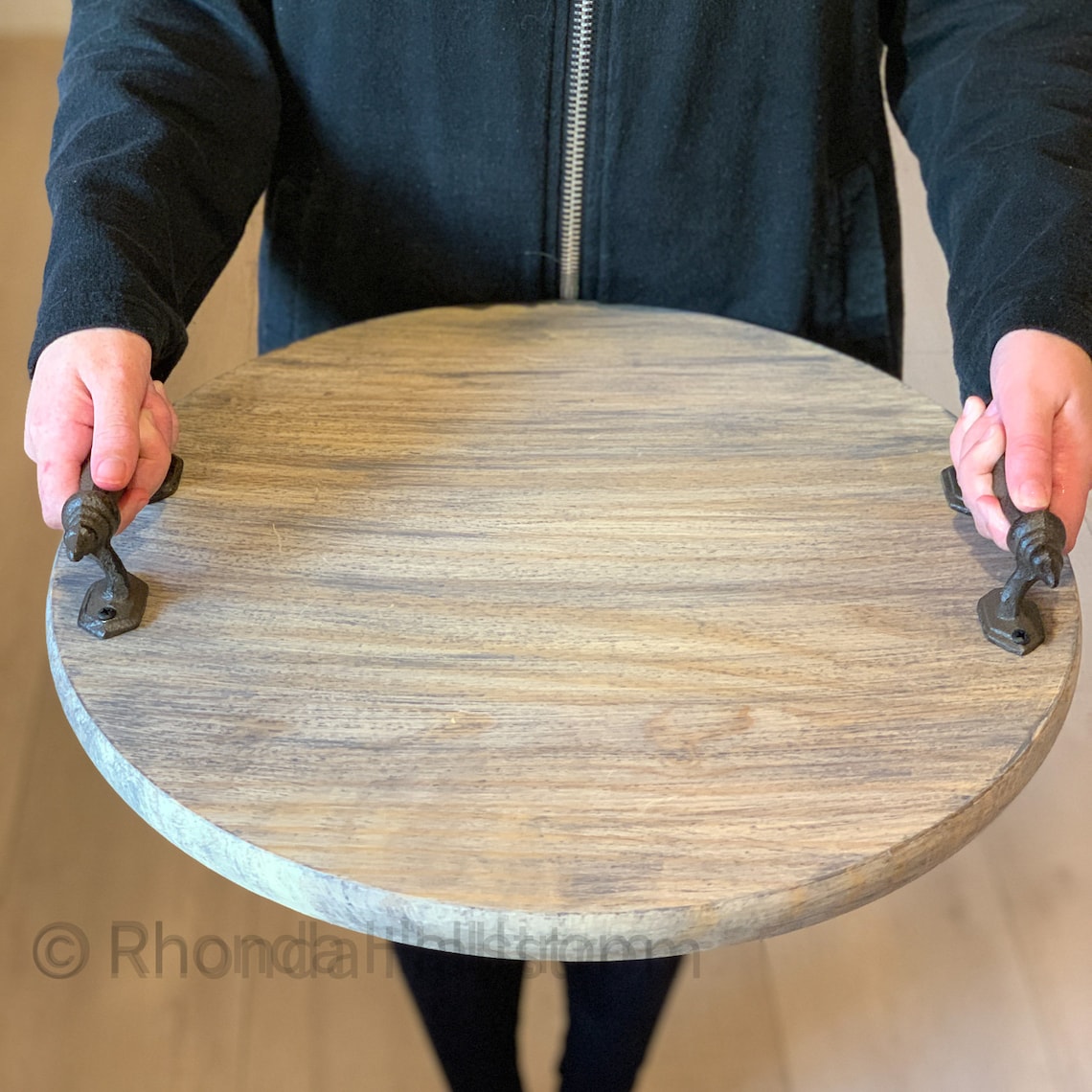 Round Wood Charcuterie Board Tray with HandlesFood Etsy