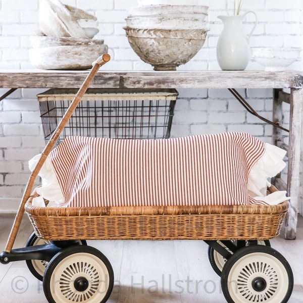 Red Ticking Pillow Etsy