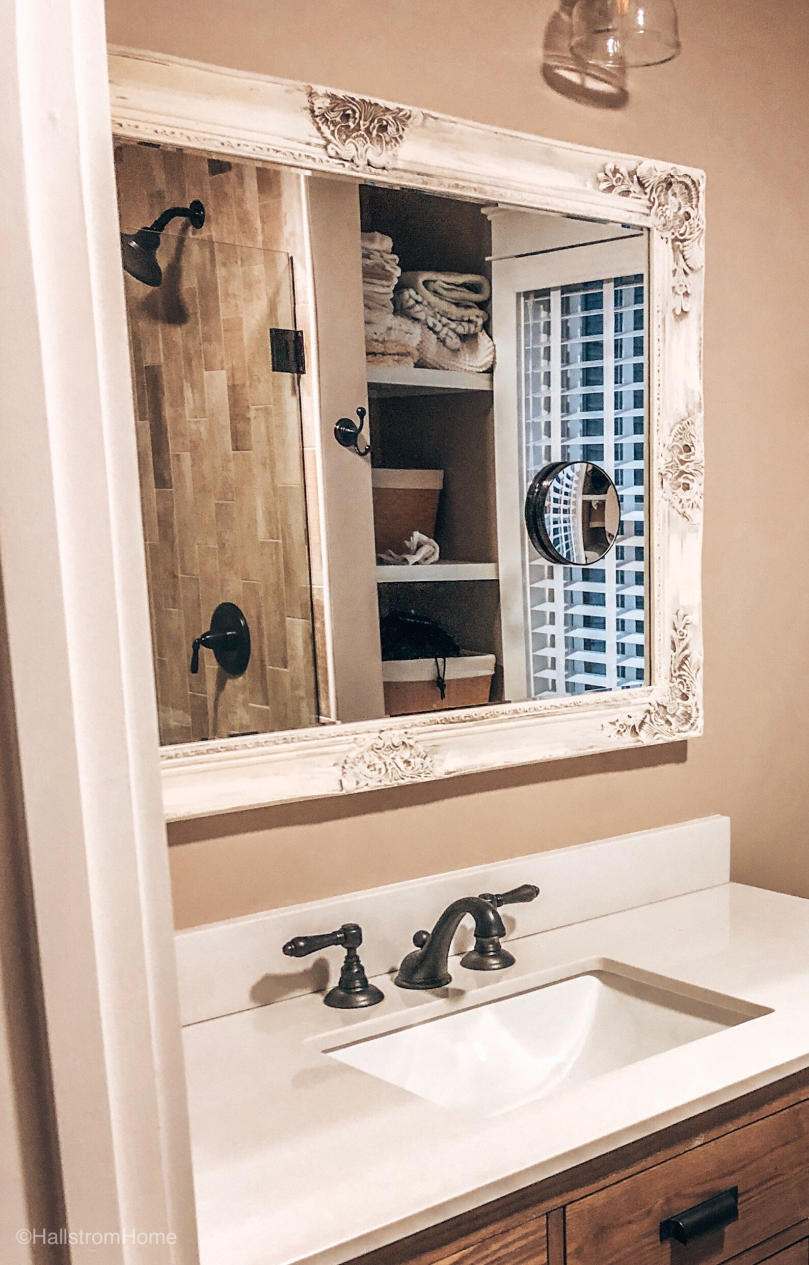 Large Bathroom Wall Mirror Shabby Chic Leaning Dresser Etsy