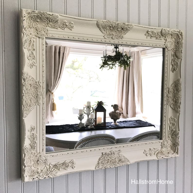 Farmhouse Distressed Mirror Shabby Chic Bathroom Vanity