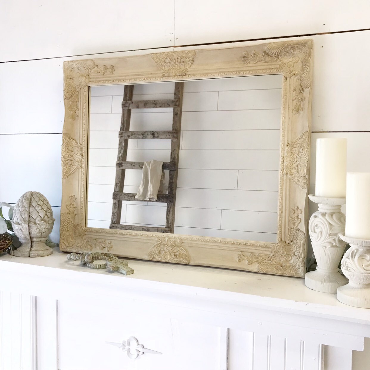 Farmhouse Vanity Mirror Bathroom Mirror Shabby Chic Ornate Etsy