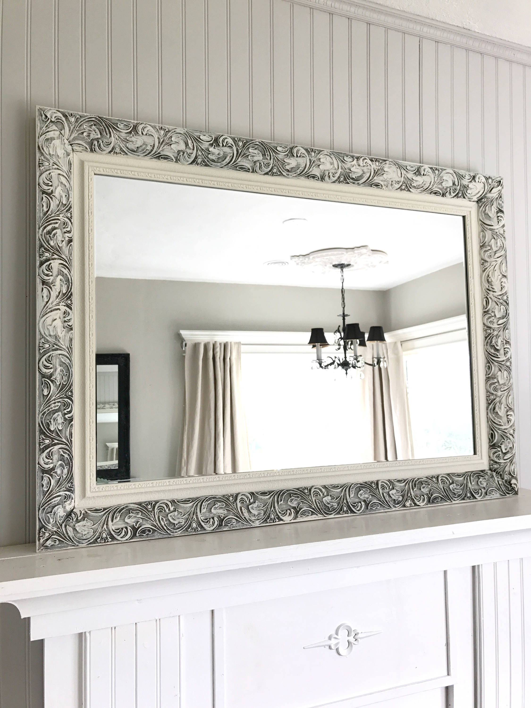 Creamy White Distressed Mirror Shabby Chic Style Farmhouse Etsy