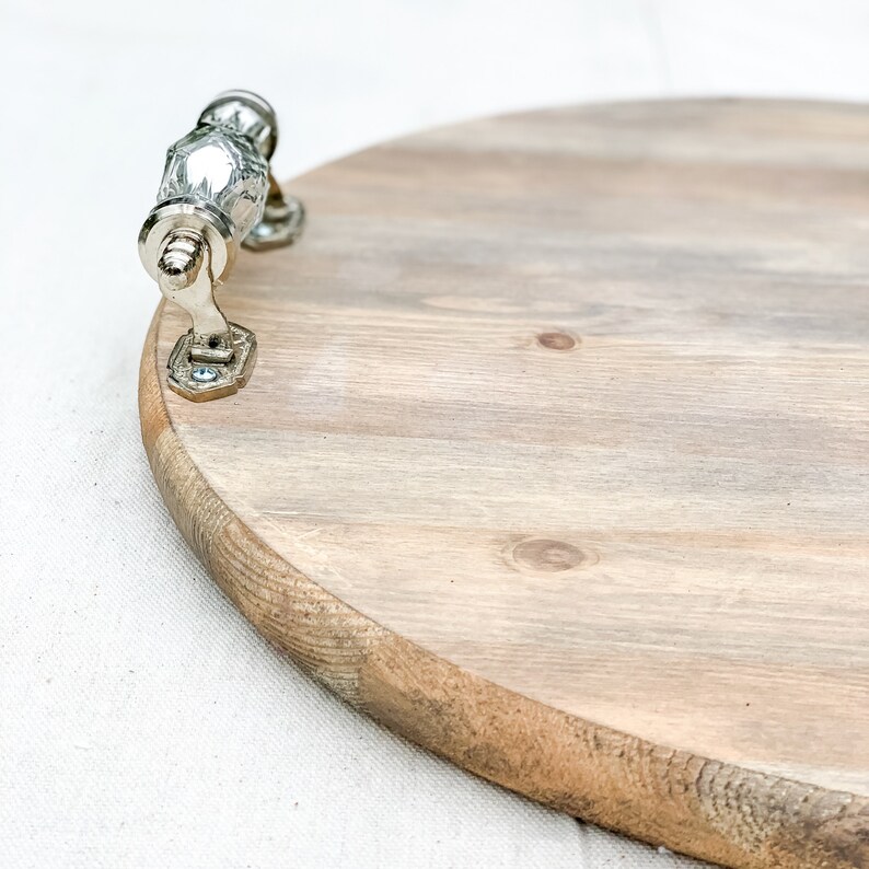 Round Wood Charcuterie Board Tray With Handlesfood Etsy