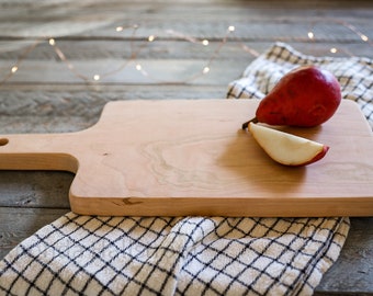 Hand Crafted Cheery Wood Cutting Board with Handles/ Charcuterie Board/ Serving Tray with Handles\Food Photography Prop\Wedding Tray
