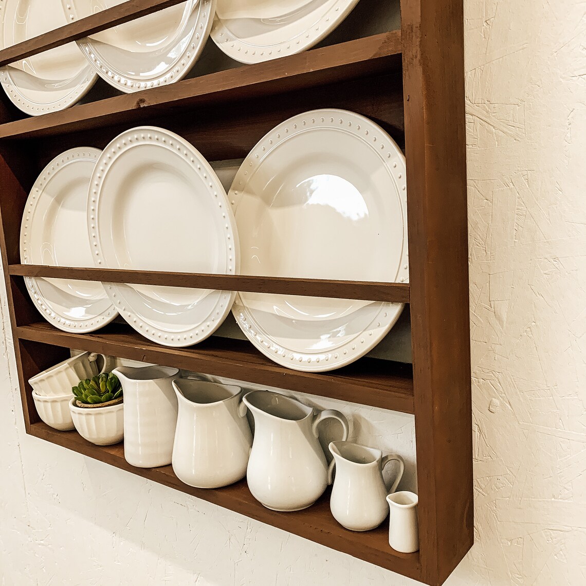 Rustic Wood Plate Rack Shelf/Farmhouse Wood Wall Hanging Etsy