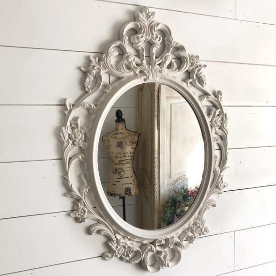 These shabby chic vintage inspired mirrors are the hot decor trend for bath...