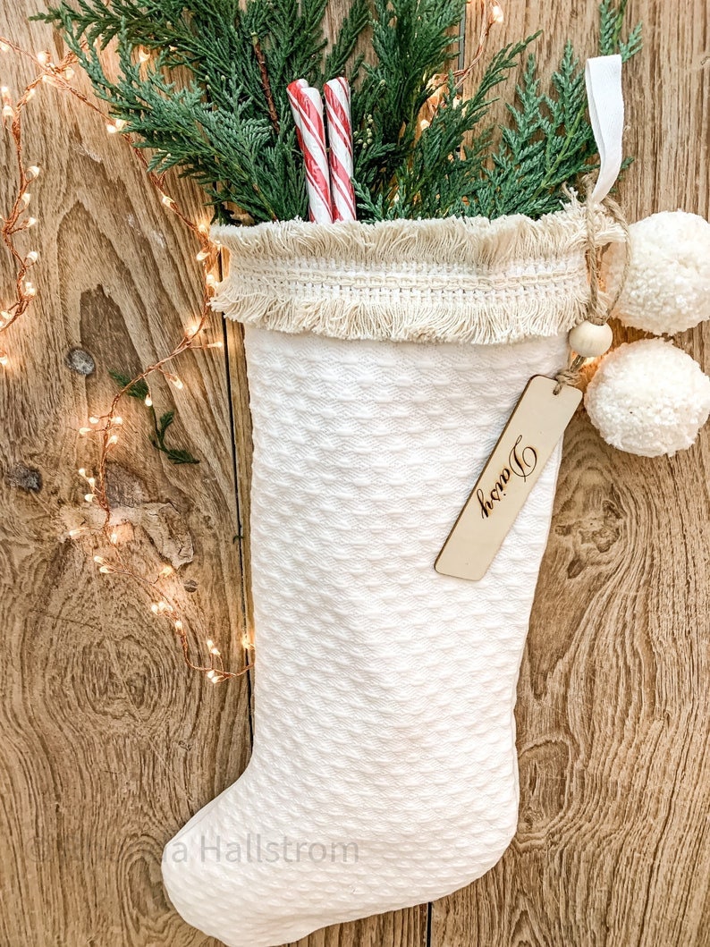 White Chenille Christmas Stockings/personalized Shabby Chic Etsy