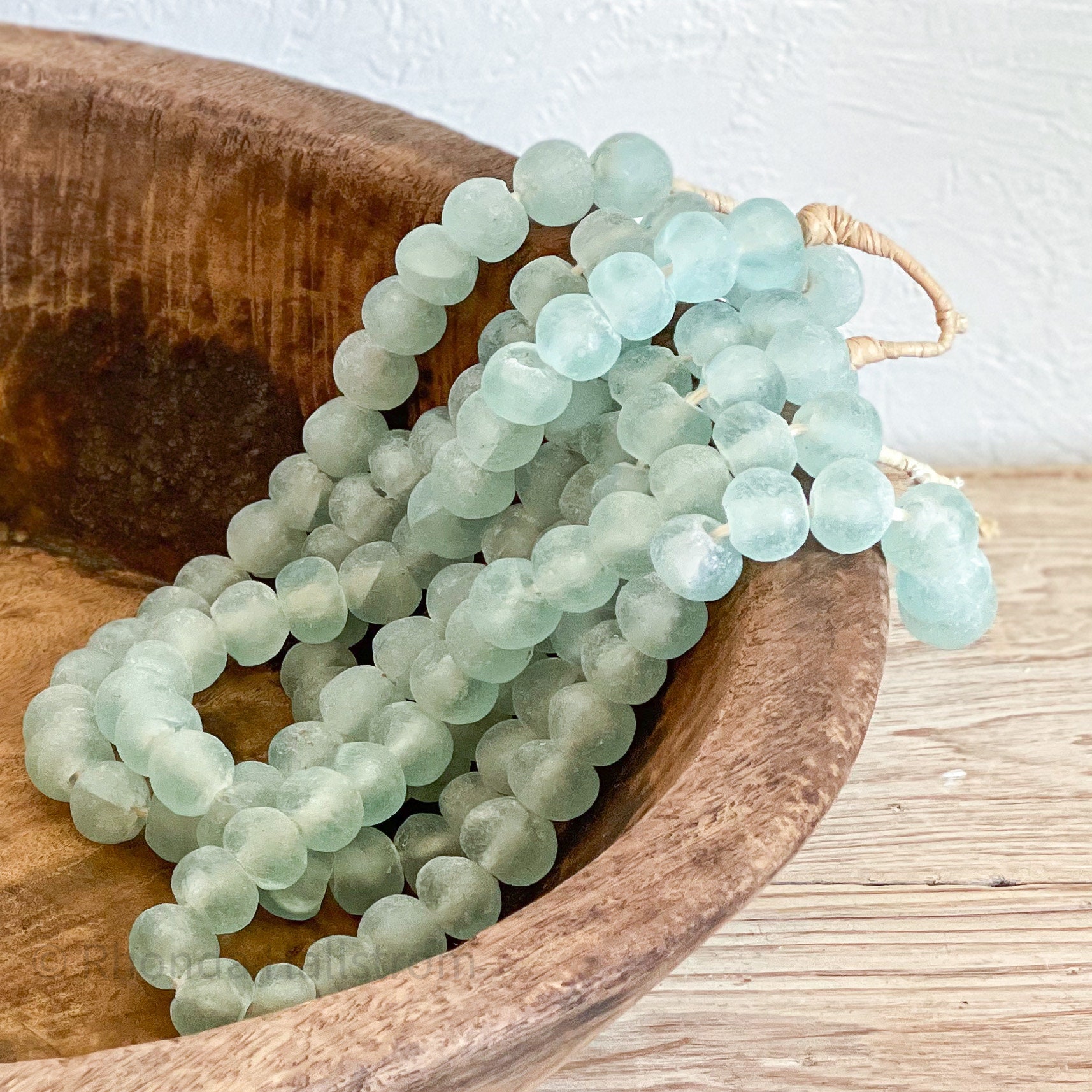30 Jumbo Aqua Recycled Glass Beads: Cultured Sea Glass Beads Boho Glas –  Hallstrom Home