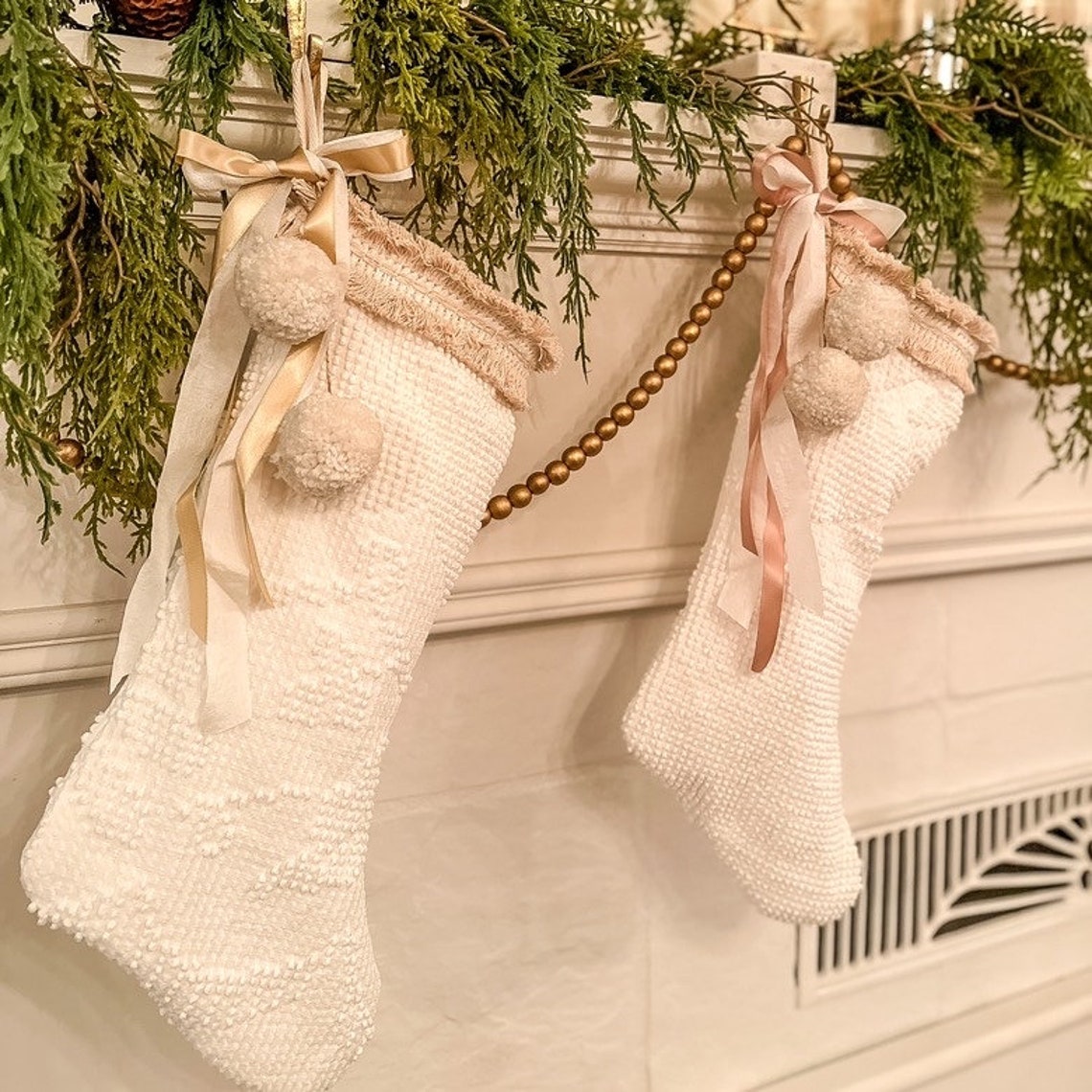 Boho Chenille Christmas Stockingwhite Christmas Stocking Etsy