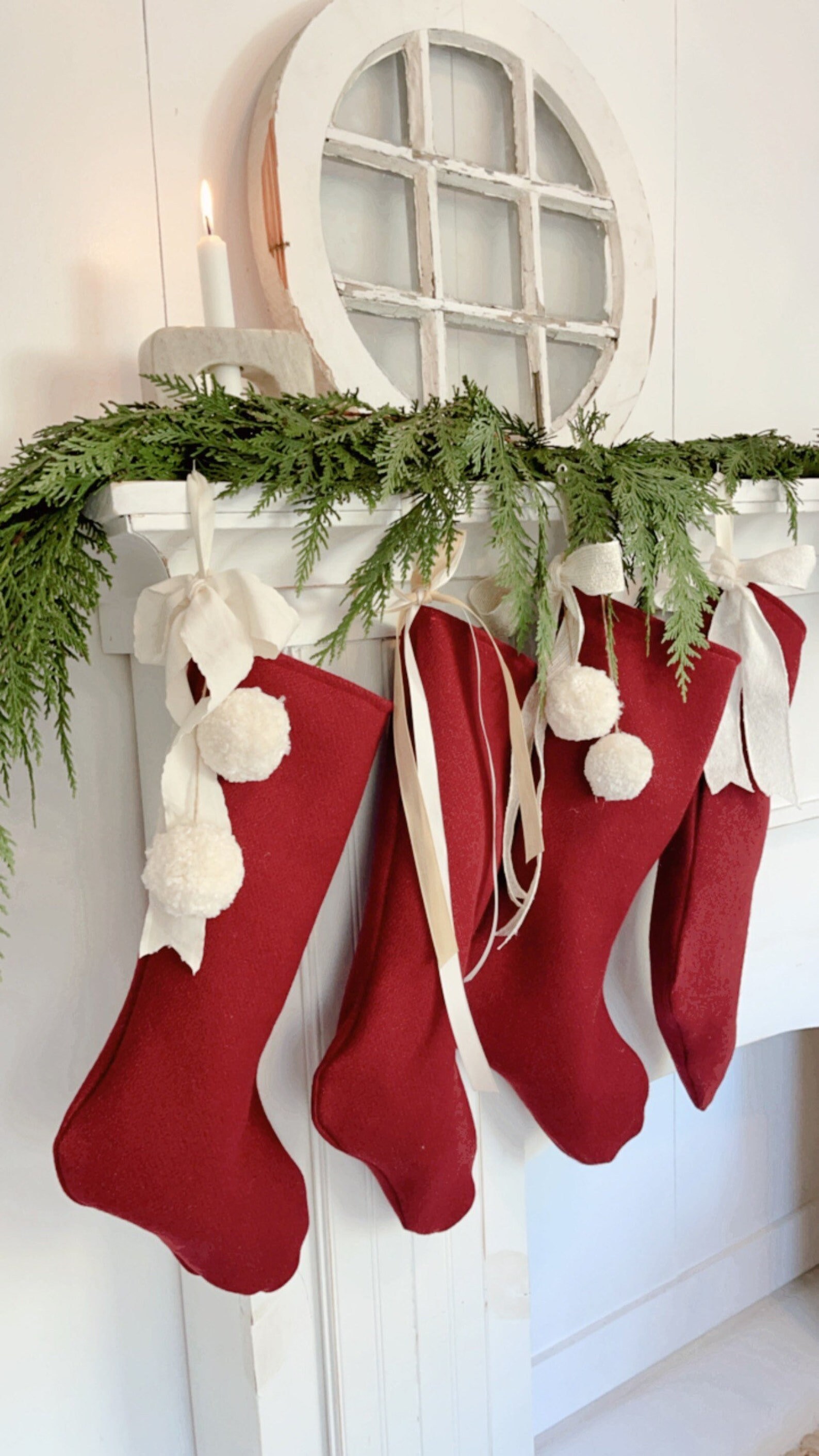 Set 4 Red Wool Christmas Stockings Etsy