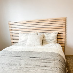Handcrafted mid century modern bed frame natural wood headboard custom farmhouse