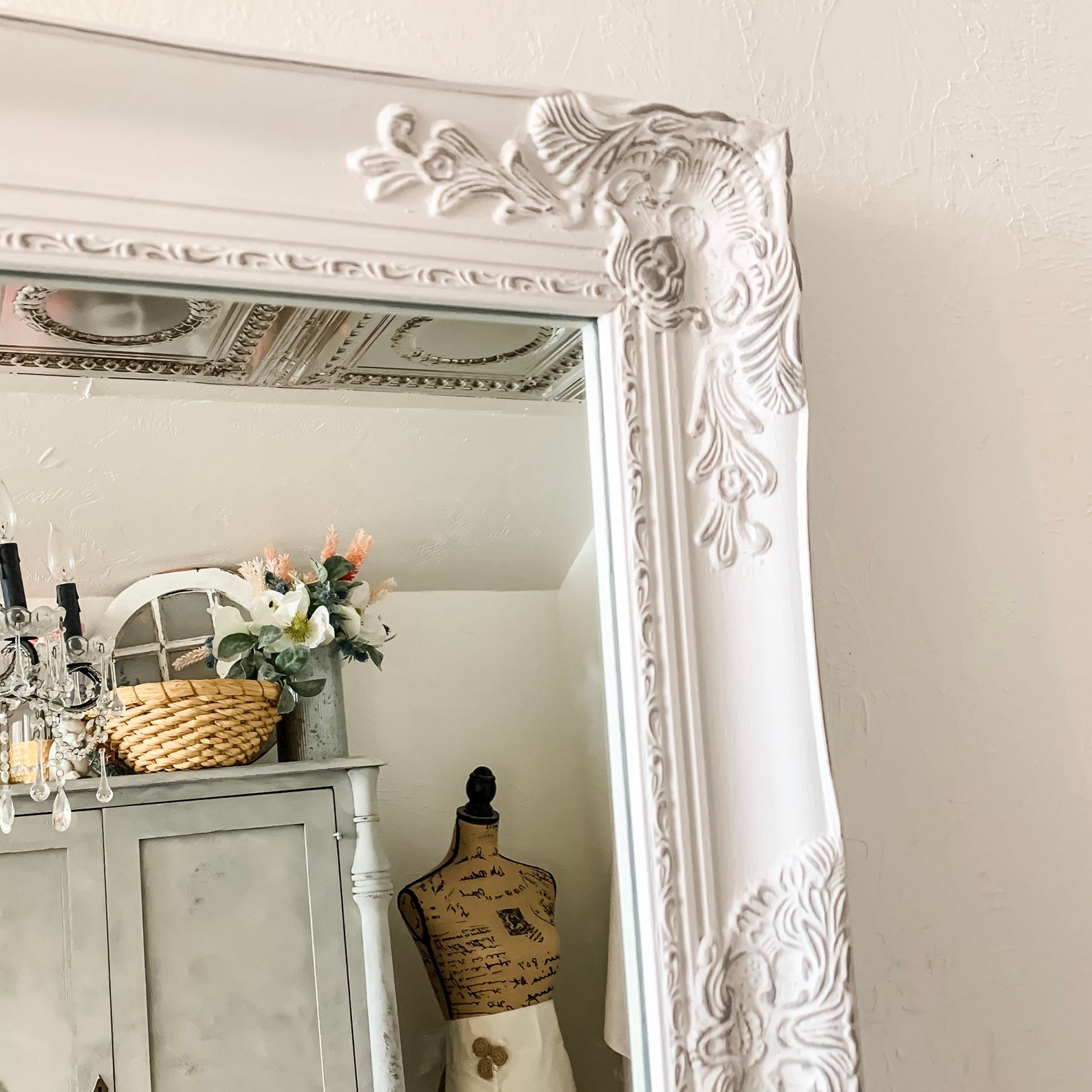 Bathroom Mirror/ Vanity Mirror/ Shabby Chic Mirror/ White with Etsy