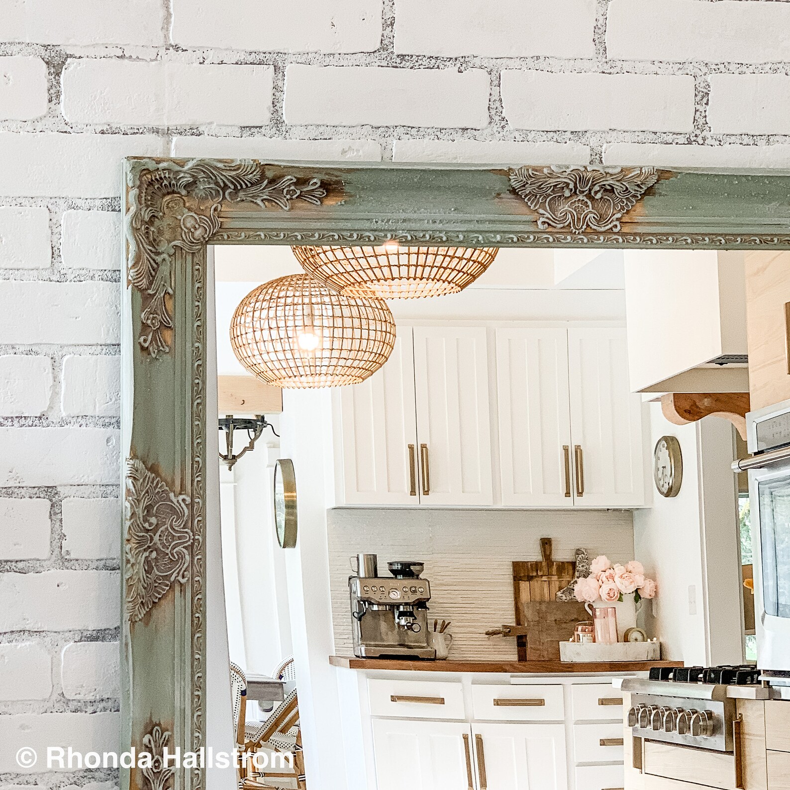 Mirror/shabby Chic Bathroom Mirror/ Sage Green Antique Etsy