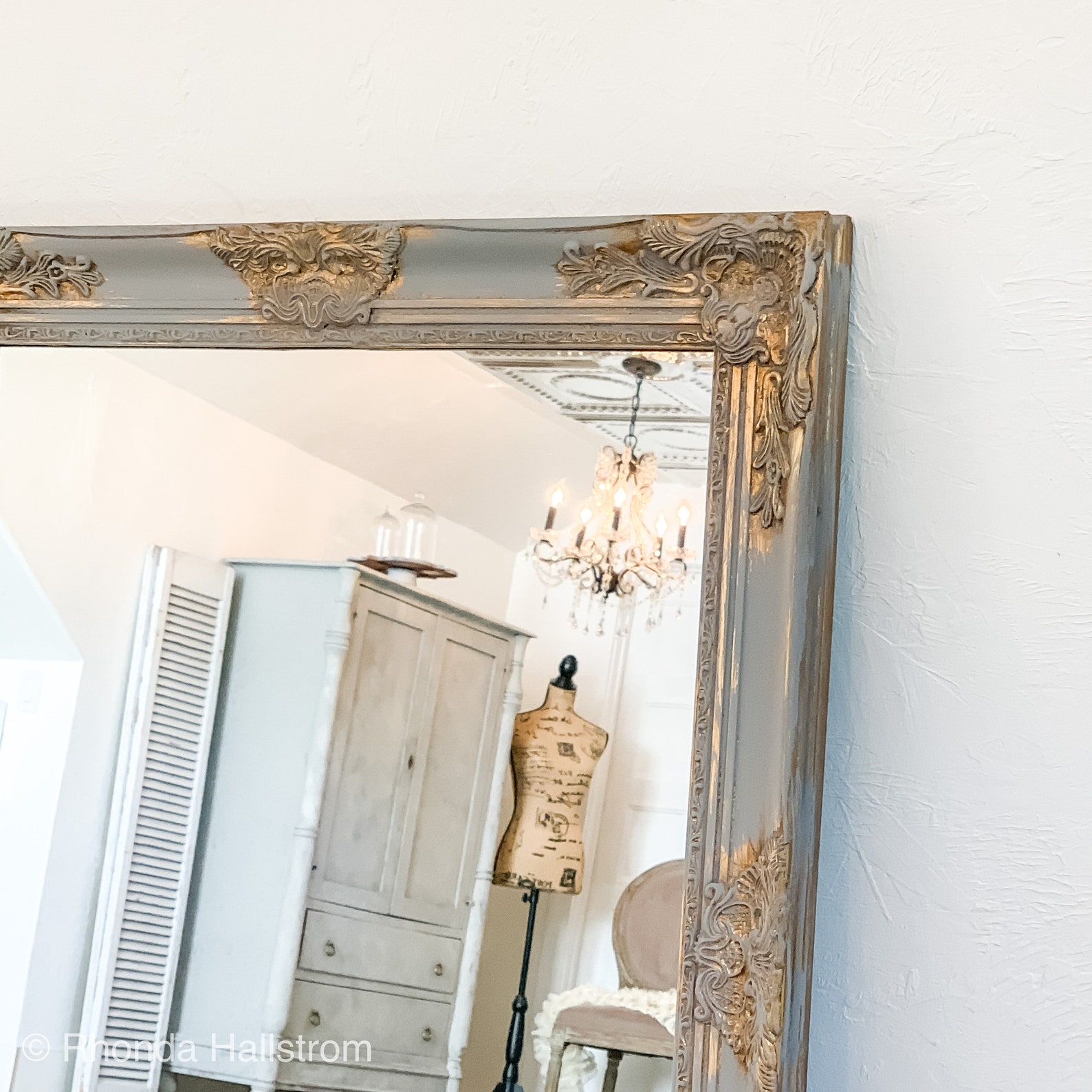 Grey Bathroom Mirror Wall Decor/wall Hanging Mirror/antique - Etsy