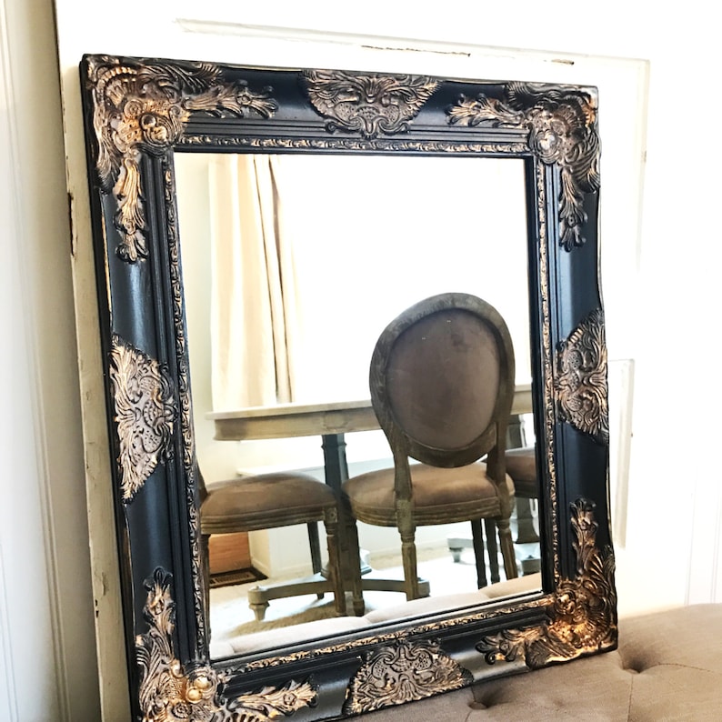 Black Bathroom Mirror And Gold Shabby Chic Vanity