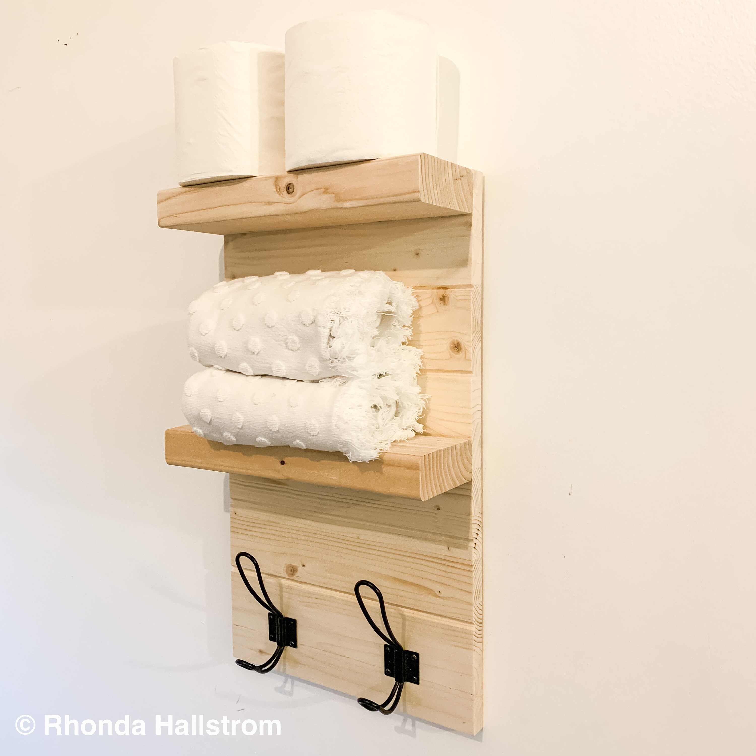 Modern Farmhouse Bathroom Wall Shelf With Hooks/handmade Etsy