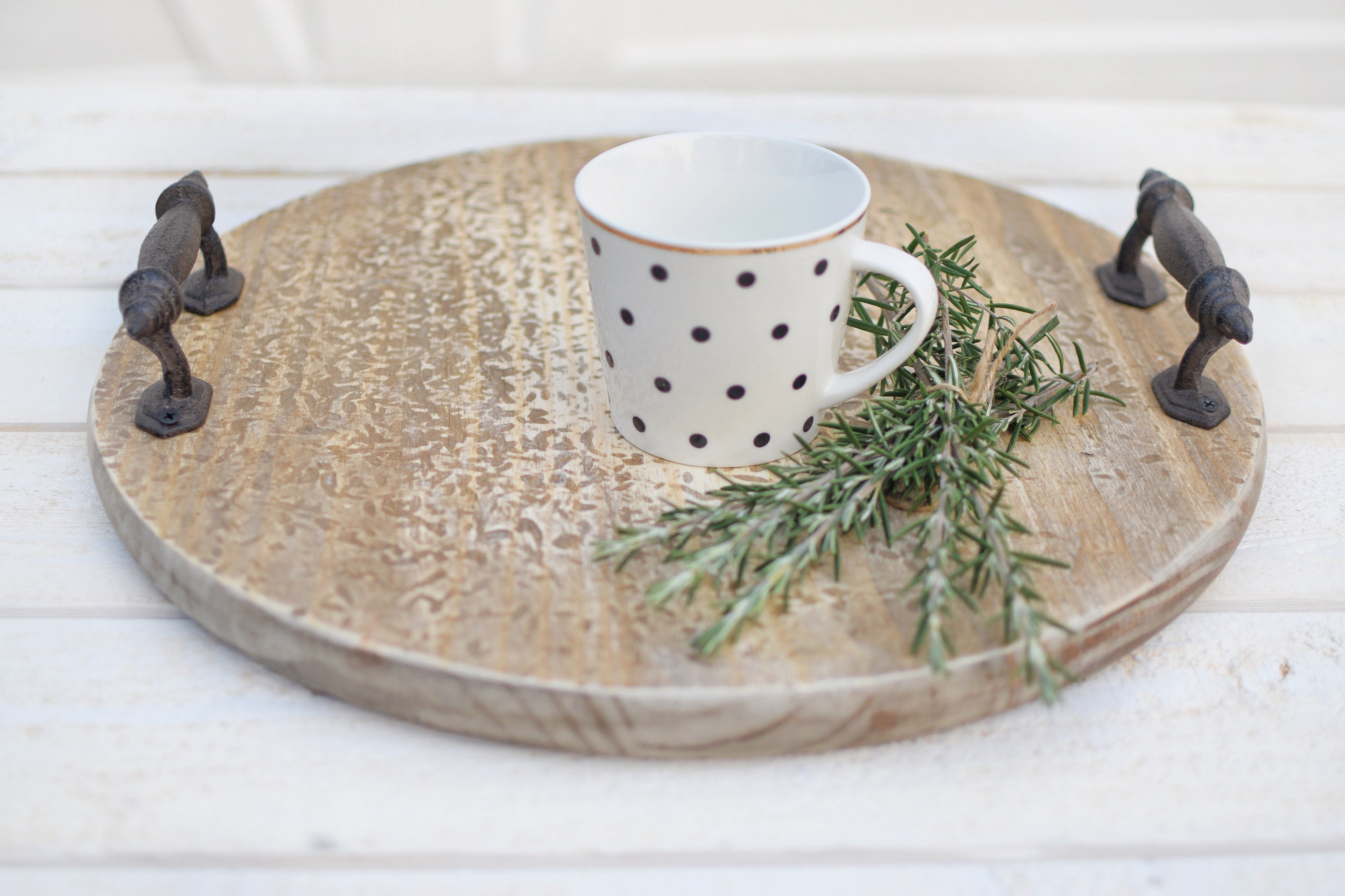 Round Wood Charcuterie Boardserving Tray With Handlesfood Etsy