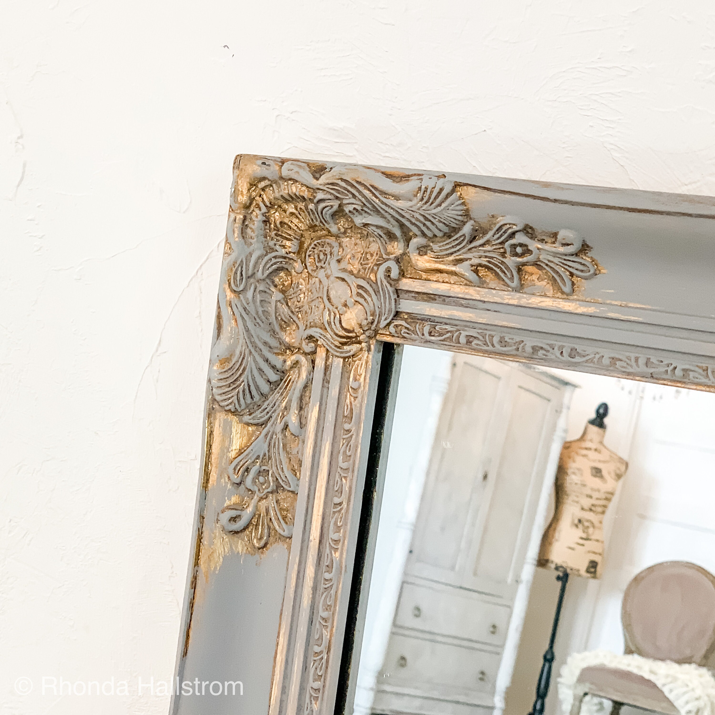 Grey Bathroom Mirror Wall Decor/wall Hanging Mirror/antique - Etsy
