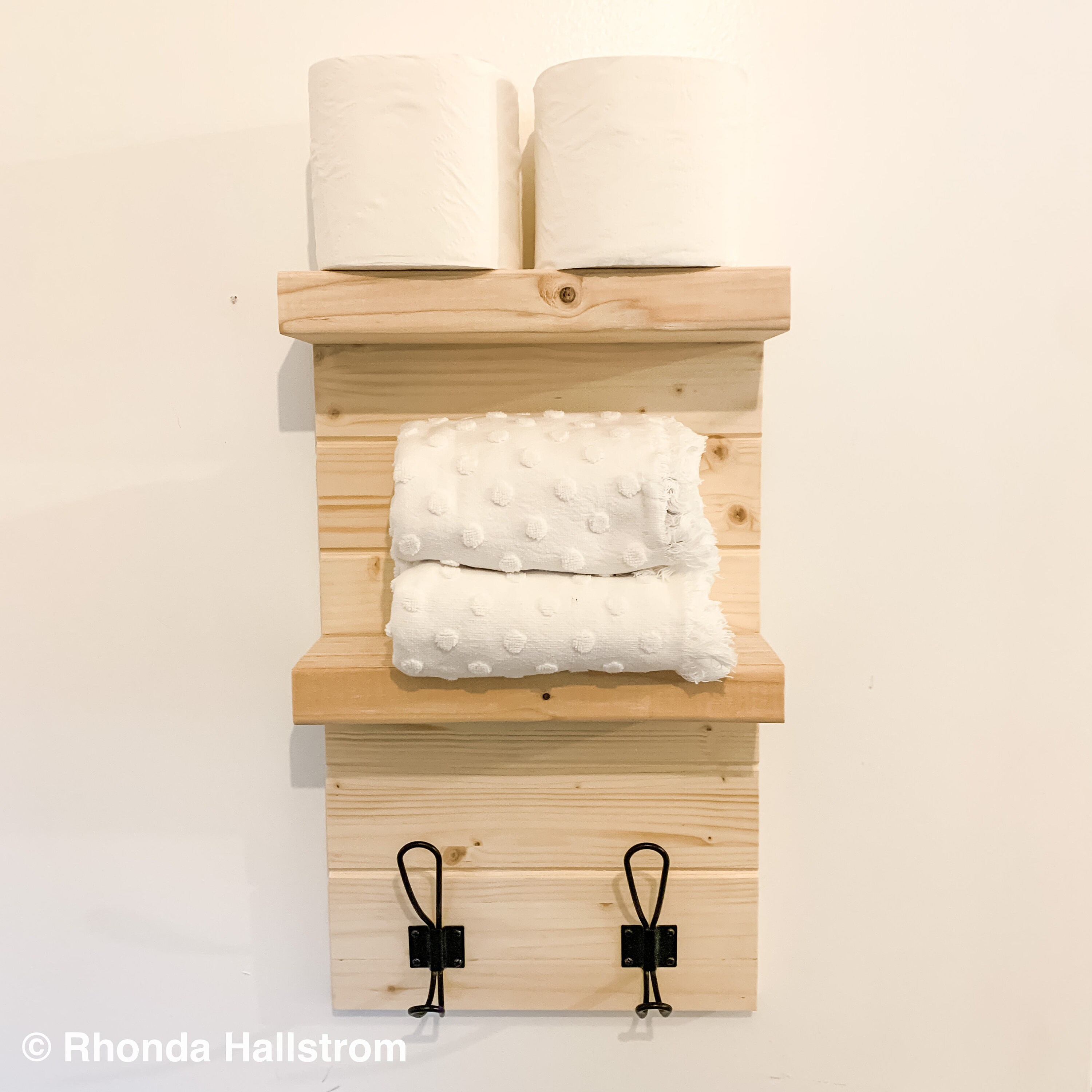 Modern Farmhouse Bathroom Wall Shelf With Hooks/handmade Etsy