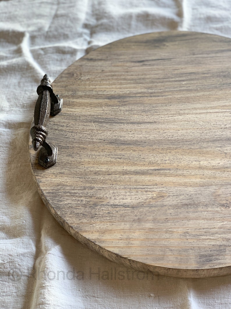 Round Wood Charcuterie Board Tray with HandlesFood Etsy