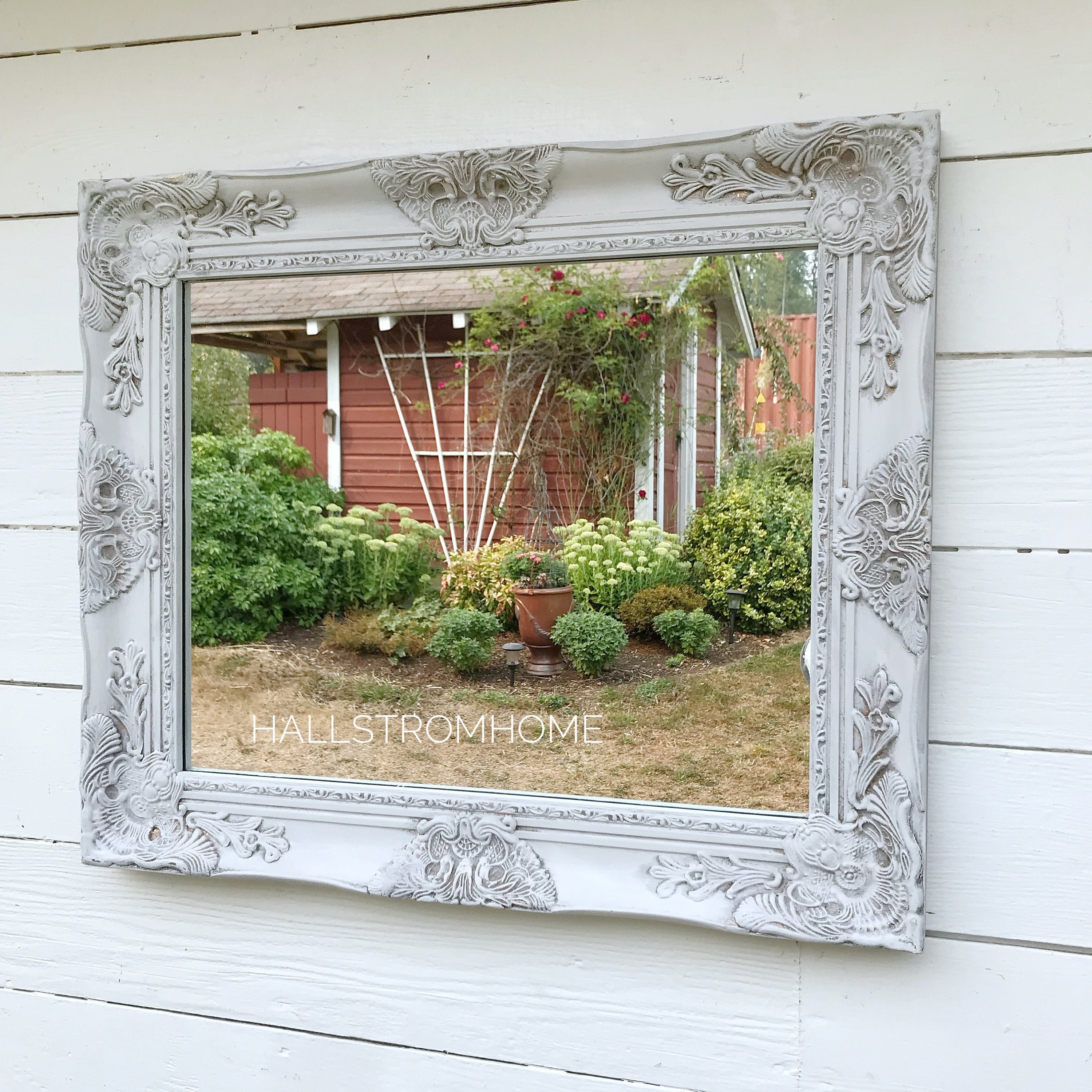 Farmhouse Distressed Mirror Shabby Chic Bathroom Mirror Etsy