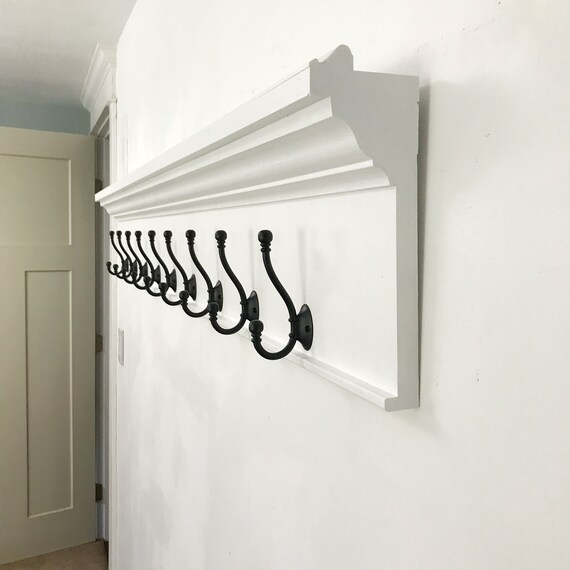 Custom 80 inch Long Coat Rack Handmade Wood Shelf with Hooks Etsy