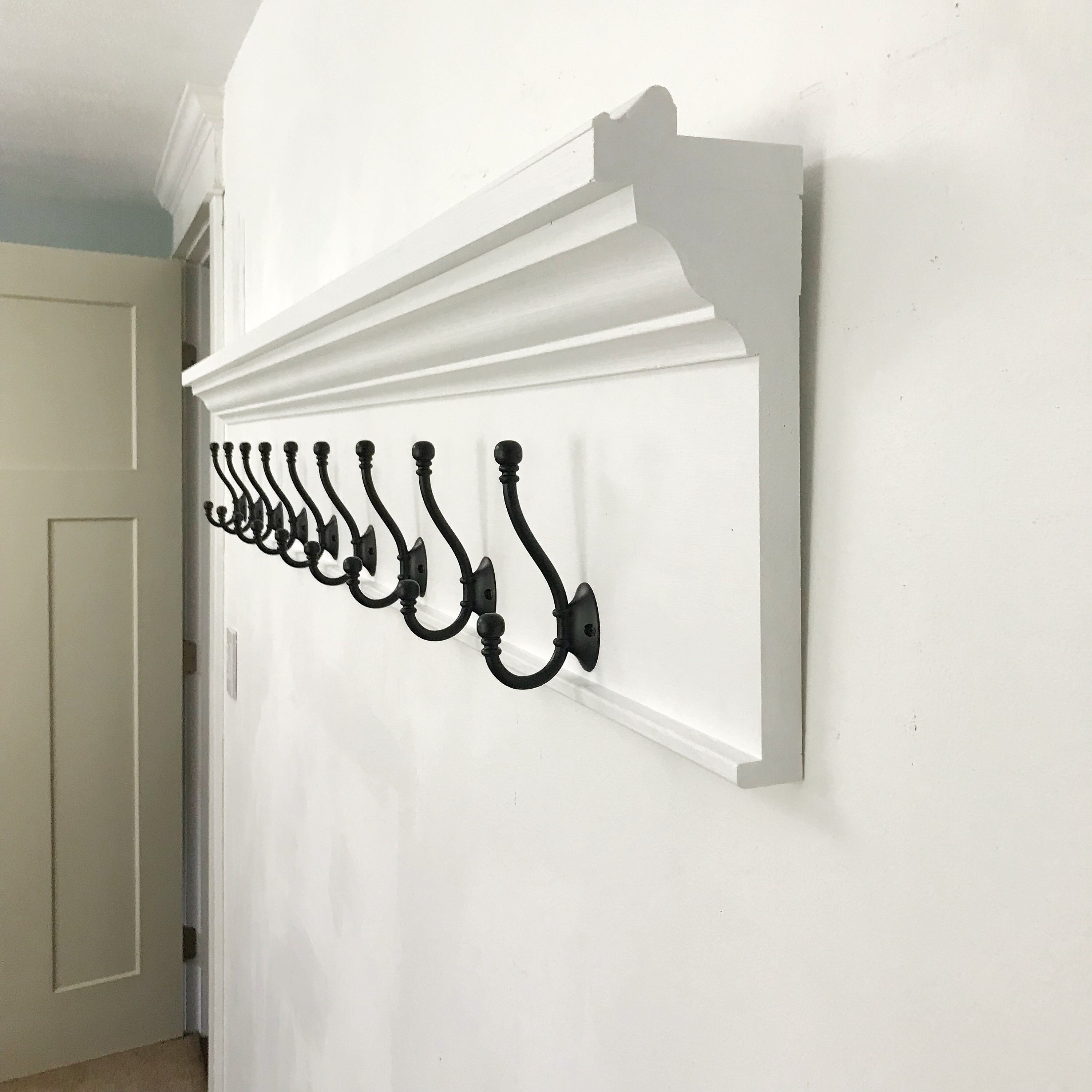 Custom 80 inch Long Coat Rack Handmade Wood Shelf with Hooks Etsy