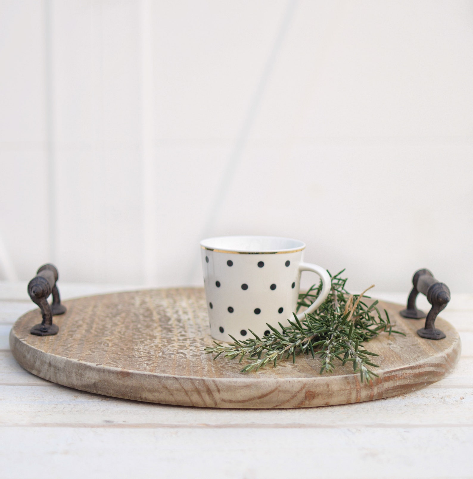 Round Wood Charcuterie Boardserving Tray With Handlesfood Etsy