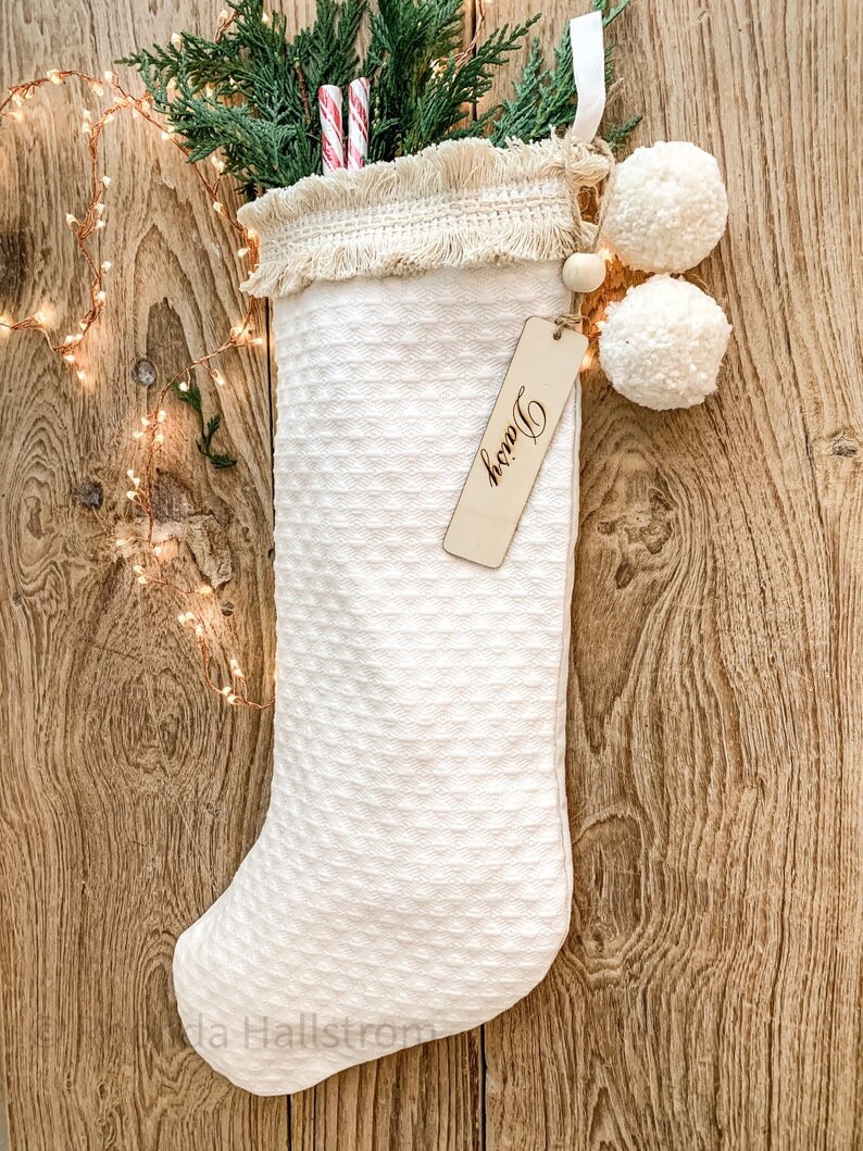 White Chenille Christmas Stockings/personalized Shabby Chic Etsy
