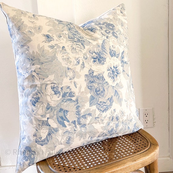 26 Blue Rose Pillow Cover/ Shabby Chic Style Euro Bed Pillow Etsy