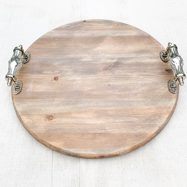 Round Wood Charcuterie Board Tray With Handlesfood Etsy
